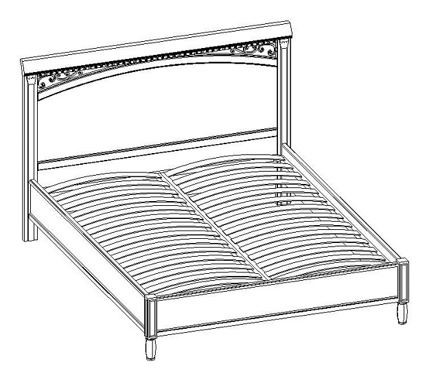 Кровать без изножья с кованым элементом "Флоренция" шир.1600 мм (арт.3915)
