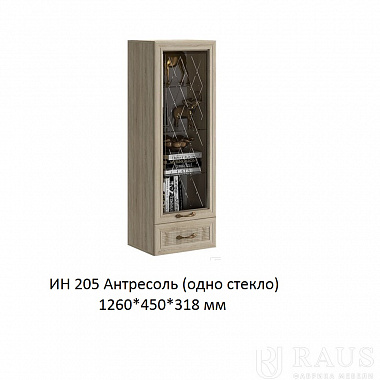 Антресоль (одно стекло) ИН-205 Инесса Классика